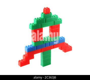Plastic building blocks toys isolated on white background Stock Photo ...