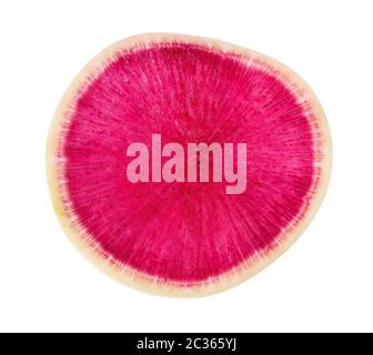 red slice of fresh watermelon radish isolated on white background Stock Photo