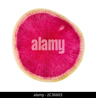 cross cut of fresh watermelon radish isolated on white background Stock Photo