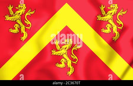 3D Flag of Anglesey, Wales. 3D Illustration. Stock Photo