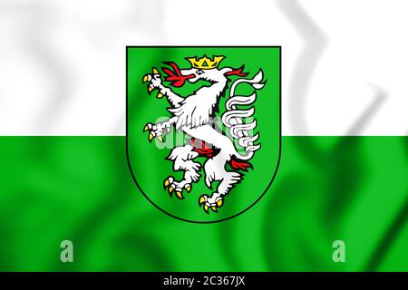 3D Flag of Graz (Styria), Austria. 3D Illustration. Stock Photo