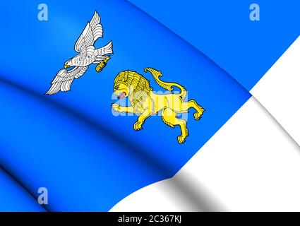 3D Flag of Belgorod City, Russia. 3D Illustration. Stock Photo