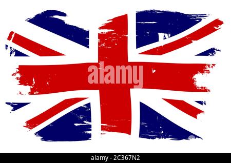 Union Jack the British naval flag with hard grunge efect on a white background Stock Photo