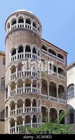 External Spiral Staircase at Building in Venice Italy Stock Photo