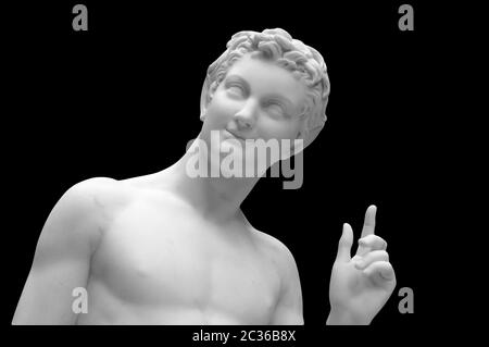 Head and shoulders detail of the ancient sculpture Stock Photo