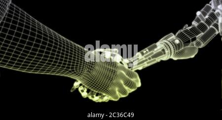 AI Economy of the Future with Humans and Robots Stock Photo