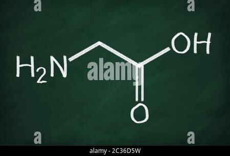 Structural model of Glycine on the blackboard. Stock Photo