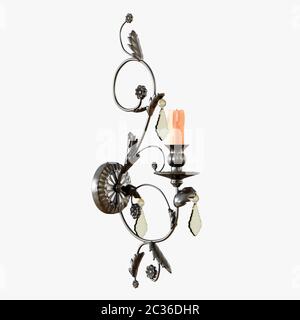 Modern lamp with three candles on a white background Stock Photo