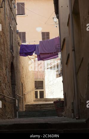 the narrow street  in the Tuscan town Stock Photo