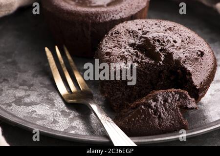 Homemade baked brown Chocolate cupcakes Stock Photo