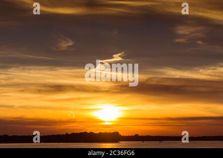 Sunset Over a Lake Stock Photo