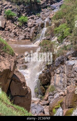 beautiful waterfall in Awash National Park. Waterfalls in Awash wildlife reserve in south of Ethiopia. Wilderness scene, Africa Stock Photo