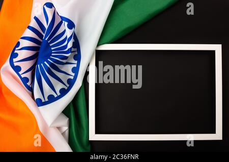 Indian republic day, flat lay top view, Indian flag on black background  with copy space for your text Stock Photo - Alamy