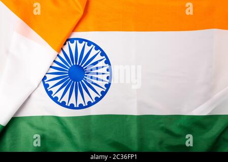 Indian republic day, flat lay top view, Indian flag background with copy space for your text Stock Photo