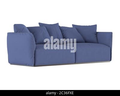 Blue soft sofa with cushions Stock Photo