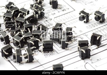 A lot of micro buttons placed on the drawing with the electric scheme ...