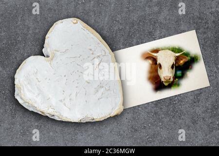 famous French Neufchatel cheese shaped heart Stock Photo