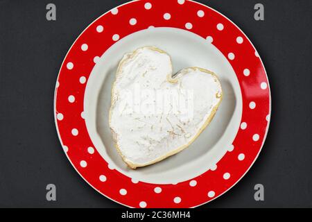 famous French Neufchatel cheese shaped heart Stock Photo