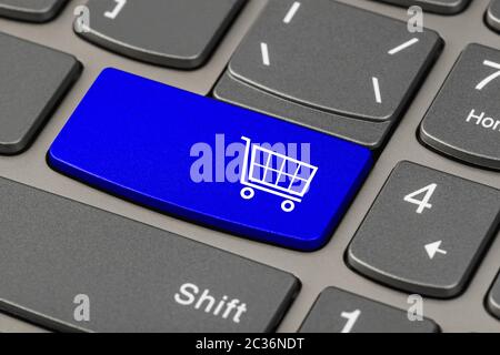Computer notebook keyboard with Shopping key Stock Photo