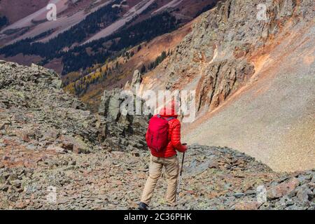 Hike in autumn season Stock Photo