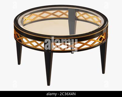 Round black coffee table on white background 3d rendering Stock Photo