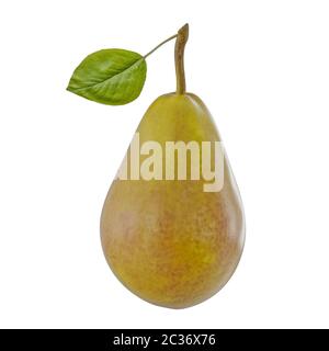 Pear with green leaf on a white background Stock Photo