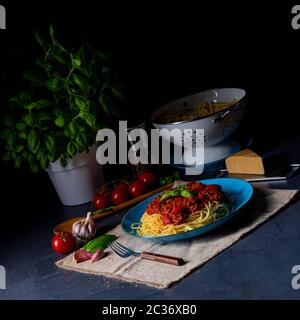 The real Bolognese sauce with spaghetti noodle Stock Photo