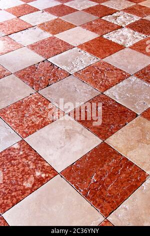 Red and white marble floor in Venice Stock Photo