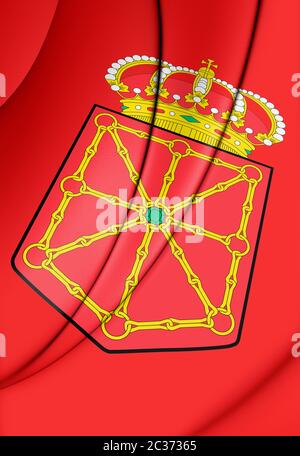 3D Flag of Navarra, Spain. 3D Illustration. Stock Photo