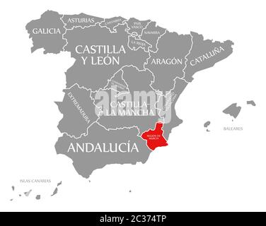 Map Of Murcia Region Spain Map Of Murcia In Spain Stock Photo - Alamy