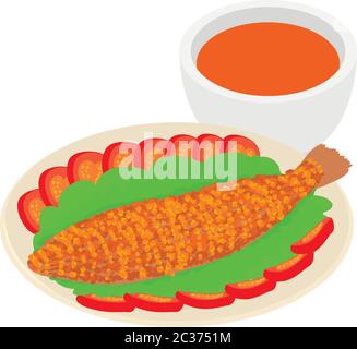 Fried fish icon, isometric style Stock Vector Image & Art - Alamy