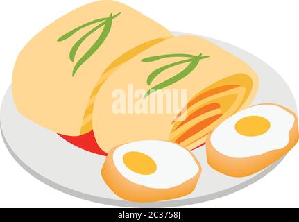 Korean food icon, isometric style Stock Vector