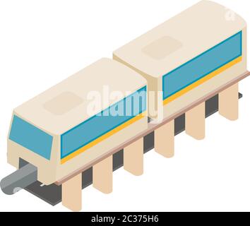 Monorail train icon, isometric style Stock Vector