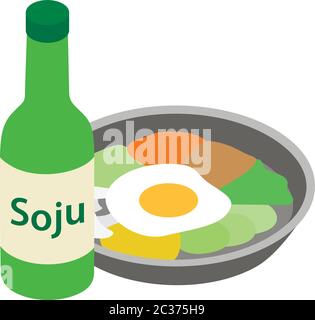 Bibimbap icon, isometric style Stock Vector