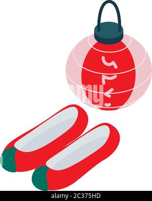 Korean shoes icon, isometric style Stock Vector