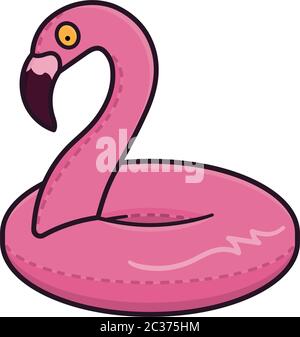 Pink Flamingo floater isolated  vector illustration for  Pink Flamingo Day on June 23. Swimming aid color symbol. Stock Vector