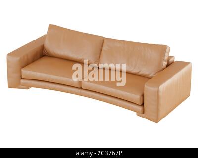 Sofa leather double on a white background Stock Photo