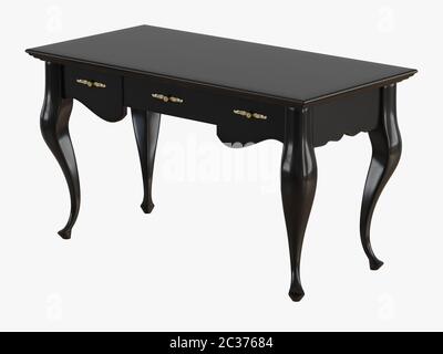 One wooden black table with drawers 3d rendering Stock Photo