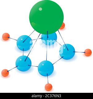 Multicolored molecule icon, isometric style Stock Vector