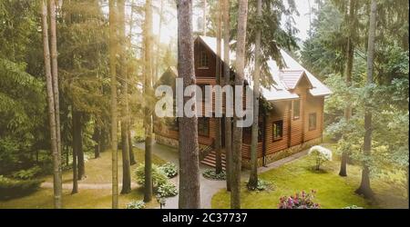 Constructed from a wooden log house, wooden house. Stock Photo