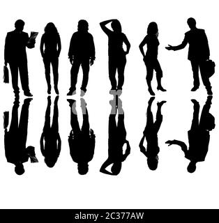 young business team in silouette, isolated on white Stock Photo