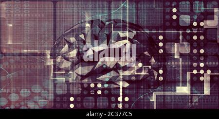 Mind Brain Code as Data Visualization Concept Art Stock Photo