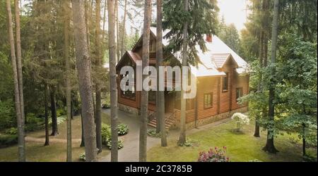 Constructed from a wooden log house, wooden house. Stock Photo