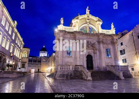 St. Blaise Cathedral (Sveti Vlaho Cathedral) and Assumption Cathedral in Dubrovnik, Croatia Stock Photo