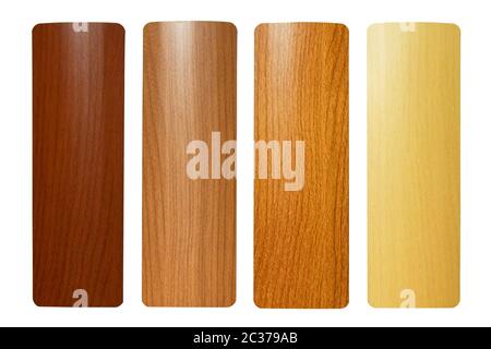 Four maple wood samples in brown palette Stock Photo