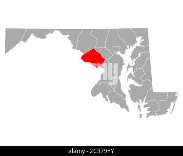 Map of Montgomery in Maryland Stock Photo