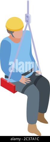 Industrial climber man icon, isometric style Stock Vector