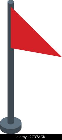 Red climber flag icon, isometric style Stock Vector