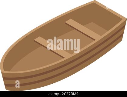 Pirate wood boat icon, isometric style Stock Vector
