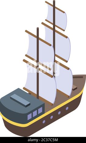 Pirate sea ship icon, isometric style Stock Vector